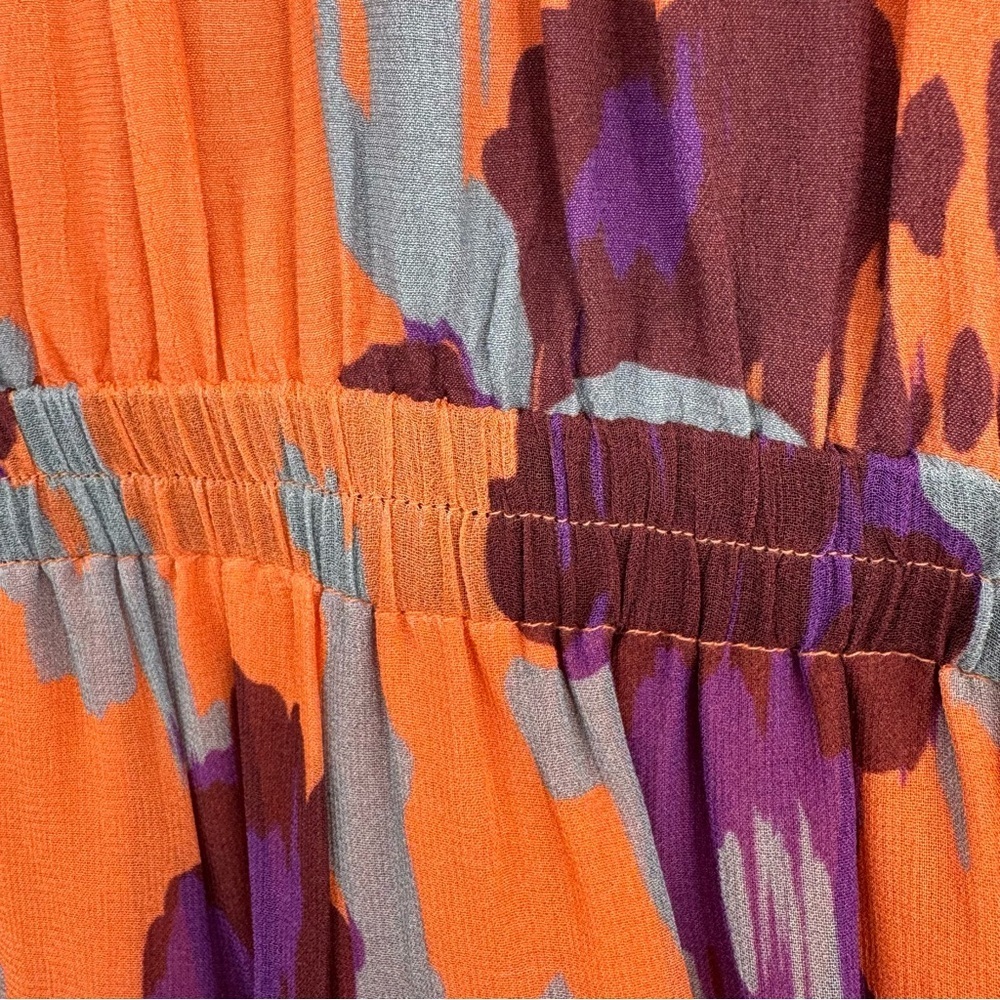 Velvet by Graham & Spencer Regina Printed Boho Dress Coral Orange Purple XS - Picture 9 of 16